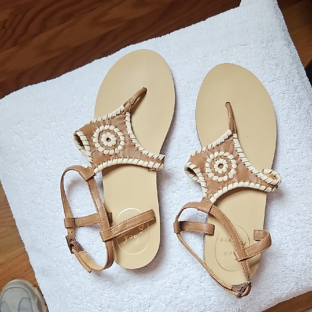 Jack Rogers Tan and White Sandals with Minimalist Design